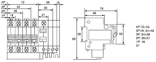 DZ47LE-63 Series Earth Leakage Circuit Breaker Dimension.jpg